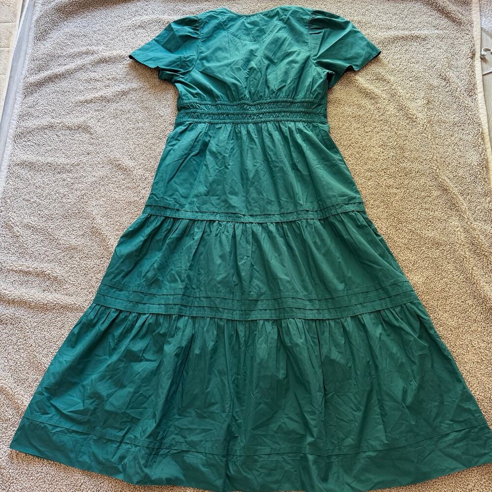 Quince Women’s 100% Organic Cotton Poplin Tiered Garden Green Maxi Dress Size L - Picture 7 of 10